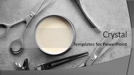  Presentation with jars clay - Presentation enhanced with hairdresser's tools and clay background and a light gray colored foreground