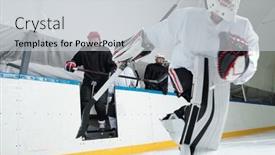  Presentation with ice rink - Cool new PPT theme with professional-hockey-players-in-sports backdrop and a light gray colored foreground