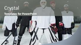  Presentation with ice rink - Cool new PPT layouts with professional-hockey-players backdrop and a gray colored foreground