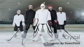  Presentation with ice rink - Cool new PPT theme with professional-hockey-players backdrop and a light gray colored foreground