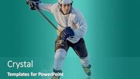  Presentation with ice hockey - Presentation enhanced with professional-ice-hockey-player-hitting background and a teal colored foreground