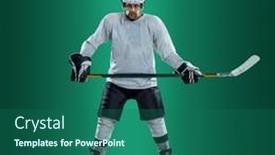  Presentation with ice hockey - Slide set with professional-ice-hockey-player-hitting background and a ocean colored foreground