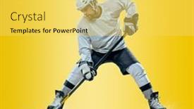 Presentation with ice hockey - Slide deck having professional-ice-hockey-player-hitting background and a yellow colored foreground