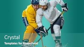  Presentation with ice hockey - Presentation theme consisting of professional-ice-hockey-player-hitting background and a teal colored foreground