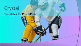  Presentation with puck - Slide deck enhanced with professional-ice-hockey-player-hitting background and a cyan colored foreground