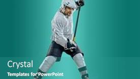  Presentation with puck - Presentation theme having professional-ice-hockey-player-hitting background and a teal colored foreground