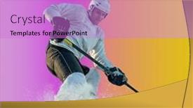  Presentation with hockey puck - PPT layouts having professional-ice-hockey-player-hitting background and a lilac colored foreground