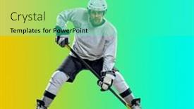  Presentation with puck - PPT theme enhanced with professional-ice-hockey-player-hitting background and a seafoam green colored foreground