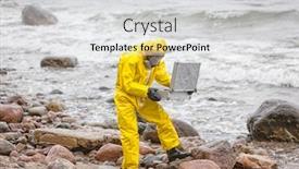  Presentation with rocky shore - Slide set consisting of professional-in-protective-coveralls background and a light gray colored foreground