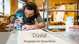  Presentation with professional - Theme featuring professional joiner with wood-router background and a lemonade colored foreground