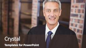  Presentation with lawyer - Cool new PPT theme with professional judgement - close-up portrait of happy male backdrop and a  colored foreground