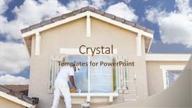  Presentation with trim - Presentation theme with professional ladder - busy house painter painting background and a lemonade colored foreground