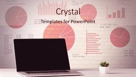  Presentation with laptop blank screen - Slides enhanced with wall full of pie chart background and a lemonade colored foreground