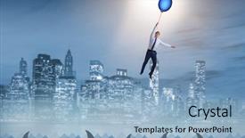  Presentation with transportation air balloon flying - Audience pleasing slides consisting of professional lifeline - businessman flying holding balloon backdrop and a  colored foreground