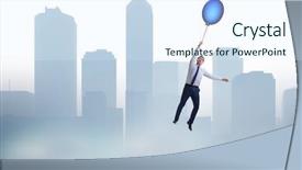  Presentation with balloon - Slide deck with professional lifeline - businessman flying holding balloon background and a  colored foreground