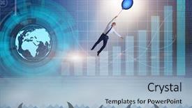  Presentation with balloon - Audience pleasing presentation design consisting of professional lifeline - businessman flying holding balloon backdrop and a  colored foreground