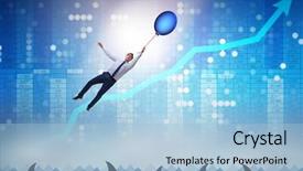  Presentation with transportation air balloon flying - Presentation design consisting of professional lifeline - businessman flying holding balloon background and a  colored foreground