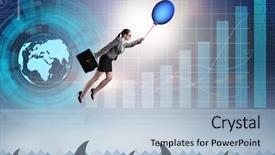  Presentation with transportation air balloon flying - Colorful slide set enhanced with professional lifeline - businesswoman flying holding balloon backdrop and a  colored foreground