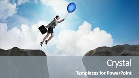  Presentation with balloon - Amazing slide deck having professional lifeline - businesswoman flying holding balloon backdrop and a gray colored foreground