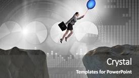  Presentation with balloon - Presentation design featuring professional lifeline - businesswoman flying holding balloon background and a  colored foreground