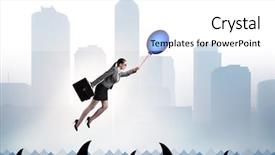  Presentation with transportation air balloon flying - Beautiful slide set featuring professional lifeline - businesswoman flying holding balloon backdrop and a  colored foreground