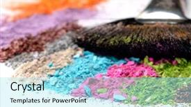  Presentation with brush - Amazing PPT theme having up shades green - professional make-up brush on colorful backdrop and a arctic colored foreground