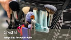  Presentation with makeup artist - Beautiful PPT layouts featuring professional-makeup-artist-applies-makeup backdrop and a gray colored foreground