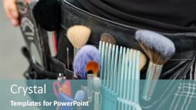  Presentation with makeup artist - Slide deck with professional-makeup-artist-applies-makeup background and a seafoam green colored foreground