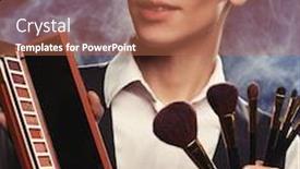  Presentation with makeup artist - Cool new slide deck with professional-makeup-artist-posing backdrop and a coral colored foreground