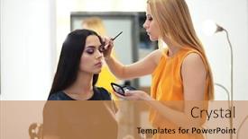  Presentation with makeup artist - Slides with professional makeup artist working background and a coral colored foreground