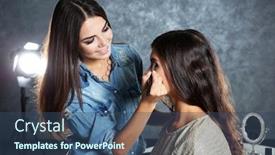  Presentation with makeup artist - Amazing theme having professional-makeup-artist-working backdrop and a ocean colored foreground