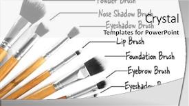 Presentation with brushes makeup - Slide deck enhanced with professional makeup brushes with names background and a white colored foreground