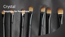  Presentation with brushes makeup - PPT theme enhanced with professional makeup brushes background and a dark gray colored foreground