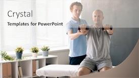  Presentation with blue professional - Cool new slides with professional-male-physiotherapist-in-blue backdrop and a white colored foreground