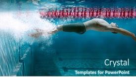  Presentation with swimming pool - Presentation with professional-male-swimmer-in-action background and a ocean colored foreground
