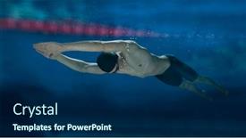  Presentation with swimming pool - Colorful presentation theme enhanced with professional-male-swimmer-in-action backdrop and a navy blue colored foreground