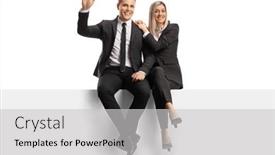  Presentation with woman business - Presentation theme enhanced with professional-man-and-woman background and a light gray colored foreground