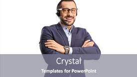  Presentation with professional - PPT theme with professional-man-call-operator-wearing background and a gray colored foreground