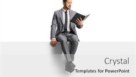  Presentation with music man in suit guitar - Slides enhanced with professional-man-in-a-grey background and a  colored foreground