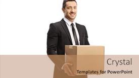  Presentation with cardboard - Theme having professional-man-in-a-suit background and a coral colored foreground
