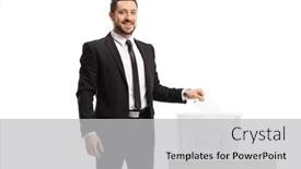  Presentation with vote - Slide set enhanced with professional-man-in-a-suit background and a light gray colored foreground
