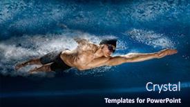  Presentation with swimming pool - Slide set having professional man in swimming pool view underwater background and a navy blue colored foreground