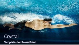  Presentation with swimming pool - Beautiful PPT layouts featuring professional-man-in-swimming-pool backdrop and a navy blue colored foreground