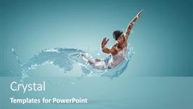  Presentation with swimmer - Amazing PPT theme having professional-man-swimmer backdrop and a light blue colored foreground