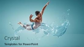  Presentation with swimmer - Audience pleasing presentation design consisting of professional-man-swimmer backdrop and a light blue colored foreground