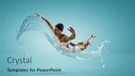  Presentation with swimmer - Theme having professional-man-swimmer background and a light blue colored foreground
