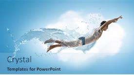  Presentation with swimmer - Slides enhanced with professional-man-swimmer background and a light blue colored foreground
