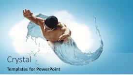  Presentation with swimmer - Beautiful presentation featuring professional-man-swimmer backdrop and a light blue colored foreground