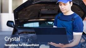  Presentation with cyber stalking computer laptop suffering - Colorful theme enhanced with professional mechanic using a laptop backdrop and a ocean colored foreground