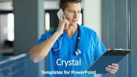  Presentation with professional - Slide deck with professional medical doctor talking background and a ocean colored foreground